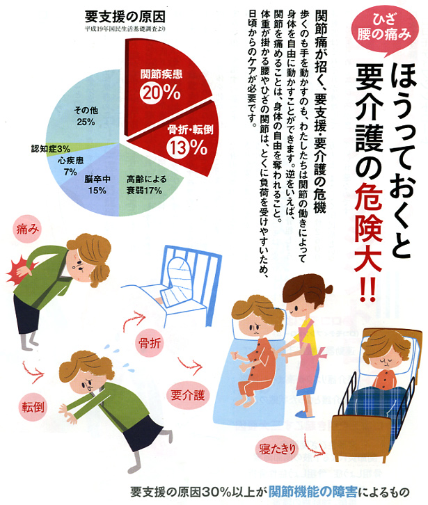 ほうっておくと、要介護の危険大!関節痛が招く、要支援・要介護の危機